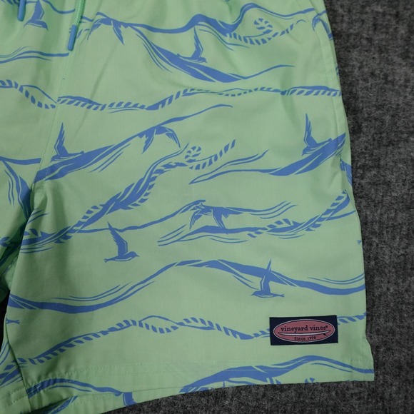 Vineyard Vines Chappy Swim Trunks Mens Medium Green Blue Print Mesh Lined - Picture 5 of 10
